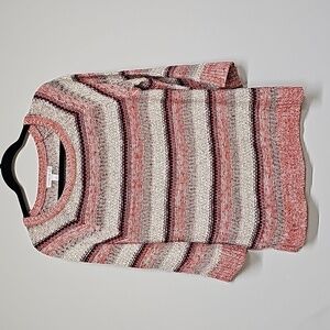 Westport heathered stripe sweater, fall colors. Size Medium
